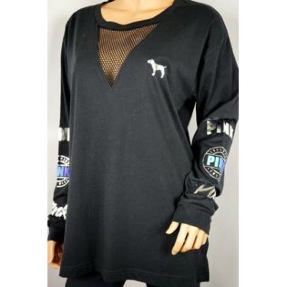 NWT Victoria Secret campus T-shirt mesh neck